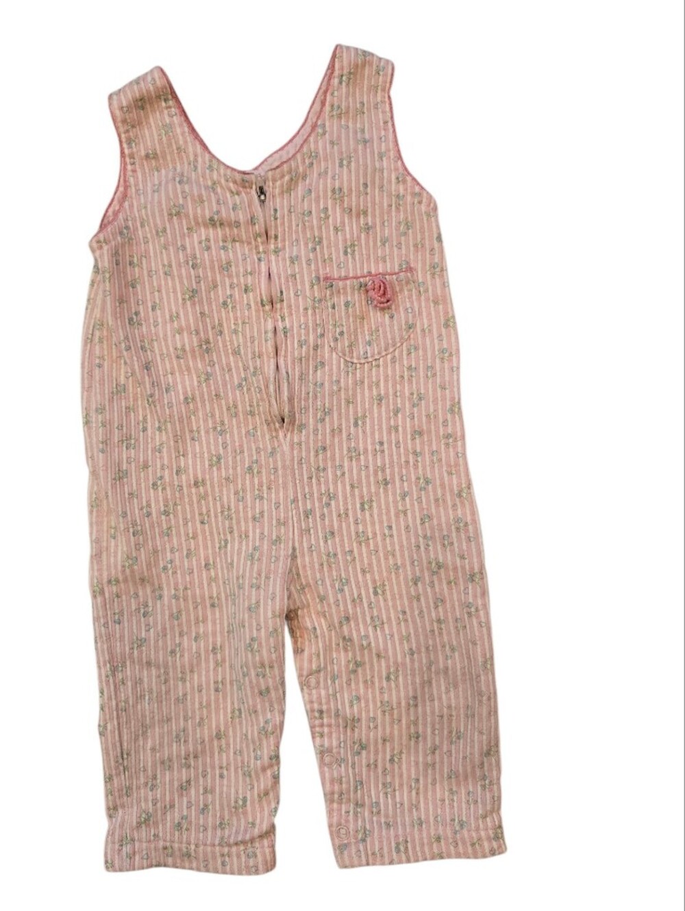 Carter's Vintage 1980s Pastel Pink Zip Up Pants Romper